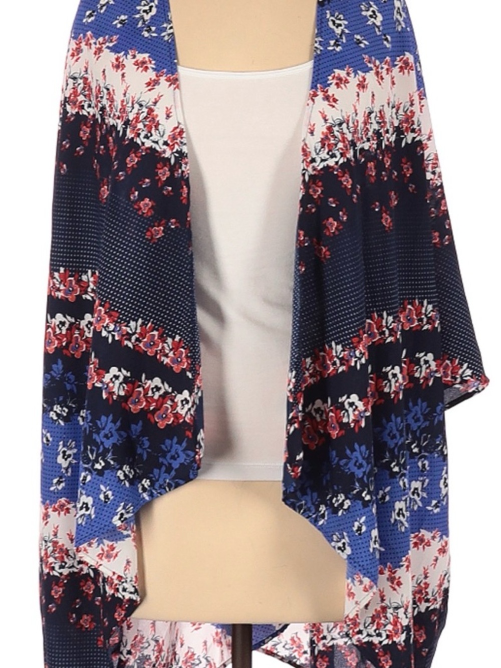 Maurices Blue & Navy Floral Open-Front Shrug